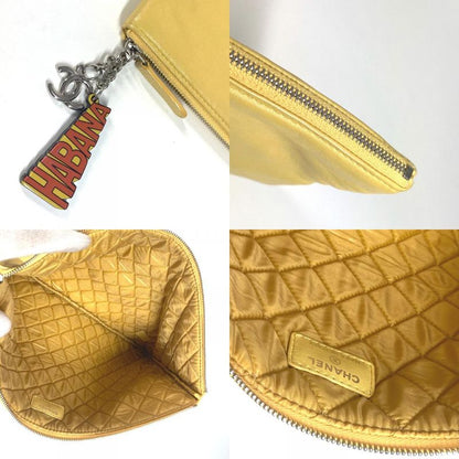 Chanel Clutch Bag Coco Havana Car Logo Leather Yellow