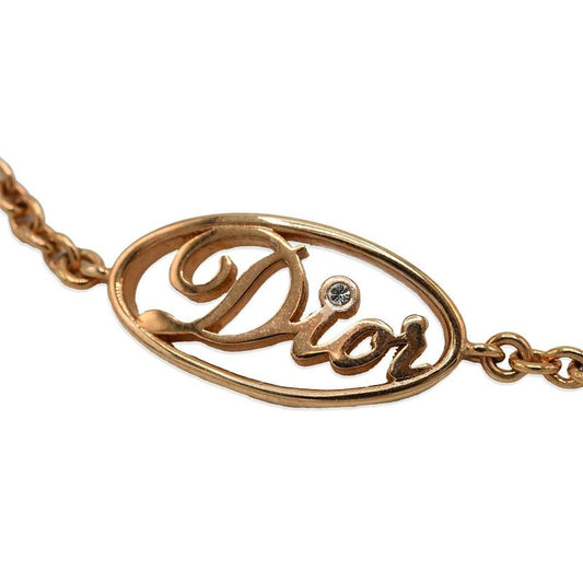 Christian DIOR Bracelet Logo Gold Color Accessories Women H7015