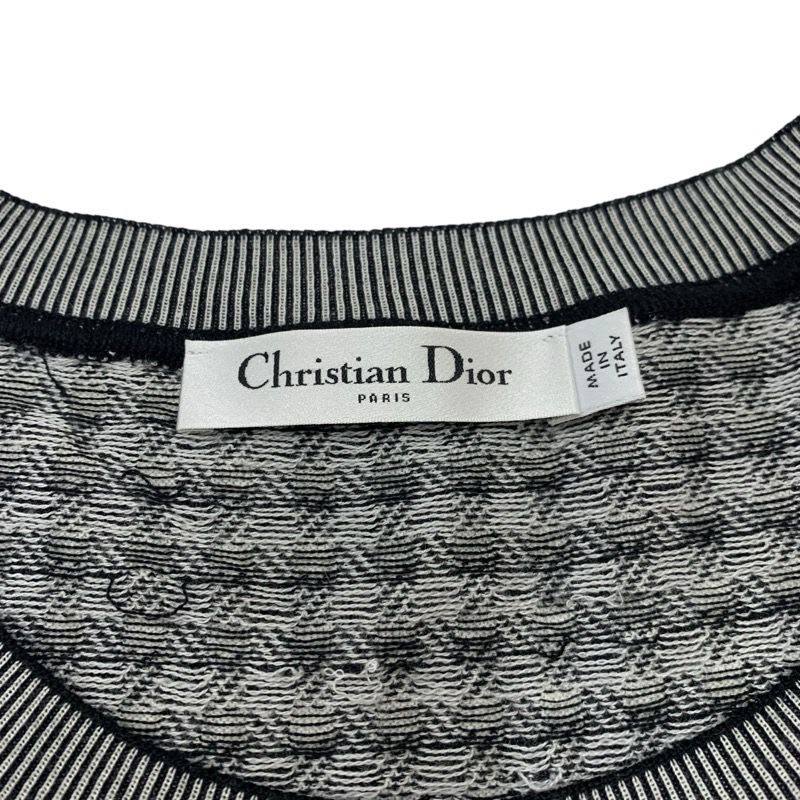 Christian Dior Top Black White Logo Check Knit Sleeveless