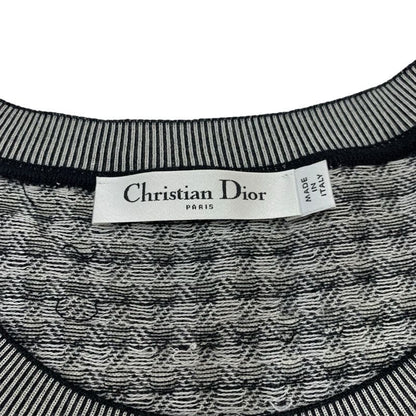 Christian Dior Top Black White Logo Check Knit Sleeveless