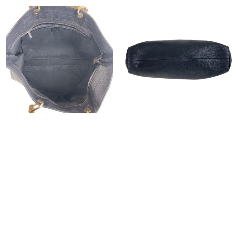 Gucci Bamboo Black Gold Hardware Leather 323664 Tote Bag Shoulder Bag 2WAY