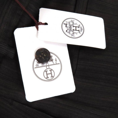 Hermes 23AW 3h0418dw Silk Blend Striped Center Press Pants Slacks Khaki 36 Made