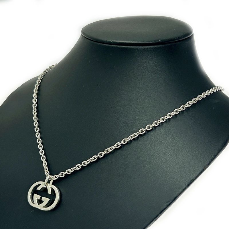 Gucci Silver Interlocking G Necklace 24.7g 925 Engraved 358841 Necklace