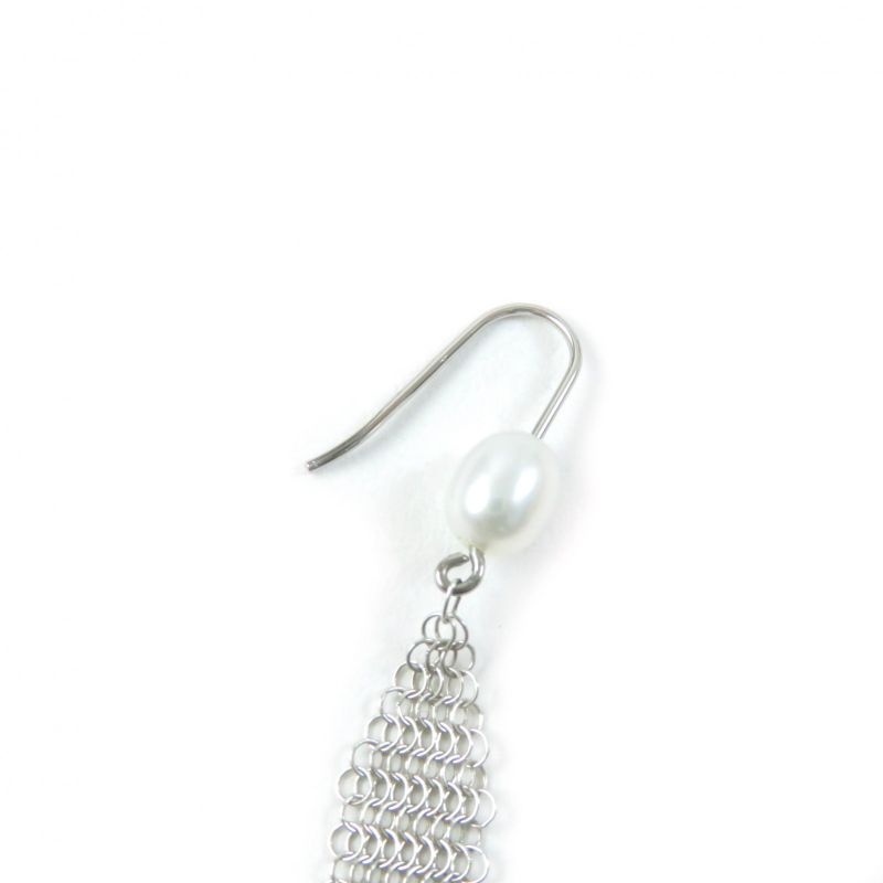 Tiffany & Co Elsa Peretti Mesh Tassel Earrings With Pearl Ag925