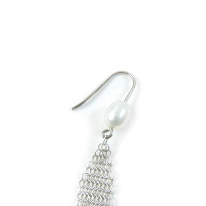 Tiffany & Co Elsa Peretti Mesh Tassel Earrings With Pearl Ag925