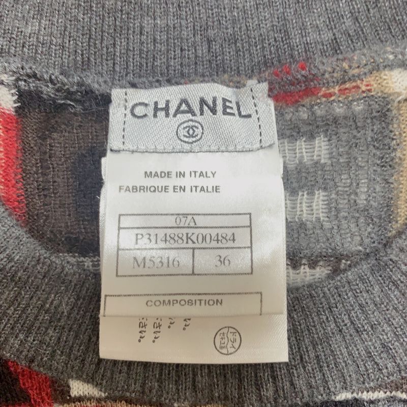 Chanel 100% Cashmere Knit Sweater 07A P31488k00484 Size 36