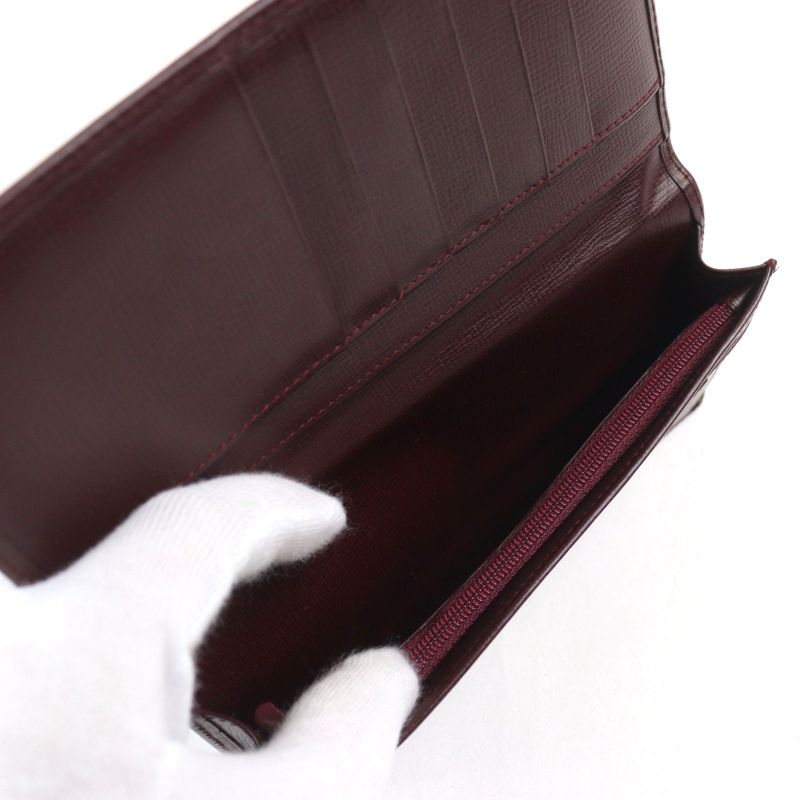 Cartier Must Line Leather Logo Engraved Bifold Long Wallet Billfold Long Wallet