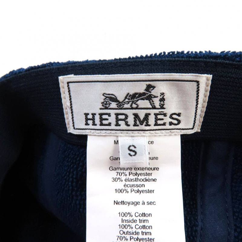 Hermes Davis 100% Cotton Funny Ice Cream Pile Cap With Logo Patch Navy S Made