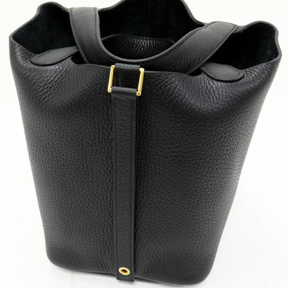 Hermes Handbag Tote Bag Picotin Lock PM Taurillon Cles Mance Black Gold Hardware