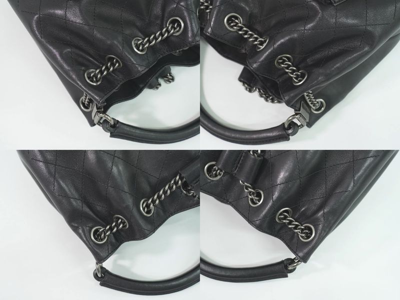 Authentic Chanel Coco Mark Matelasse 2WAY Chain Drawstring Backpack Sac Handbag