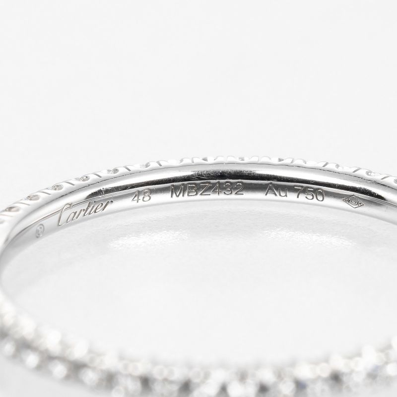 Cartier Etancel Full Eternity 18kwhite Gold With Diamonds #7.5 Ladies 1.1g Ring