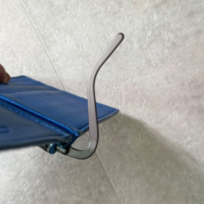 Bottega Veneta Money Clip Leather Bifold Wallet Intrecciato Bicolor Black Blue