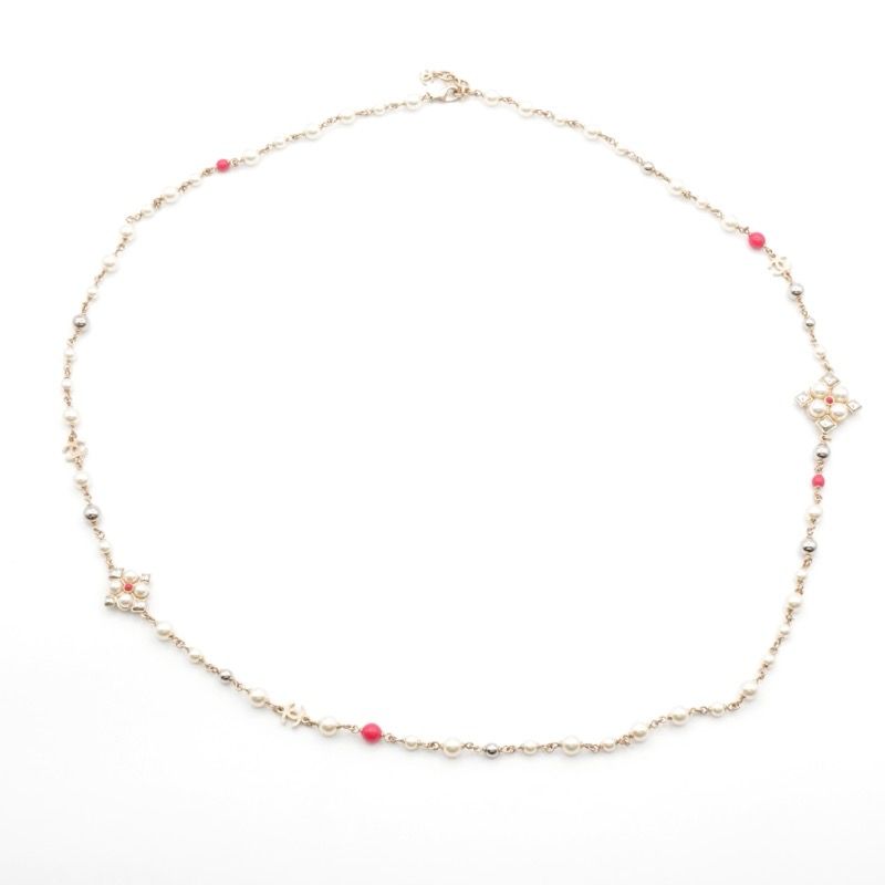 Chanel Necklace Pendant Choker Gold Silver Pink Coco Mark Long Necklace