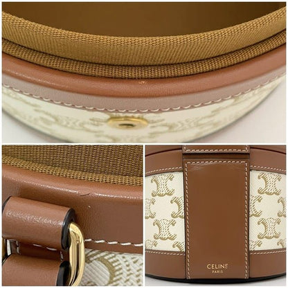 Celine Shoulder Bag Tambour White Brown Triomphe