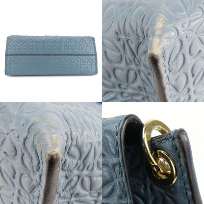 Loewe Shoulder Bag Anagram Leather Blue Gold Hardware Crossbody Chain Women