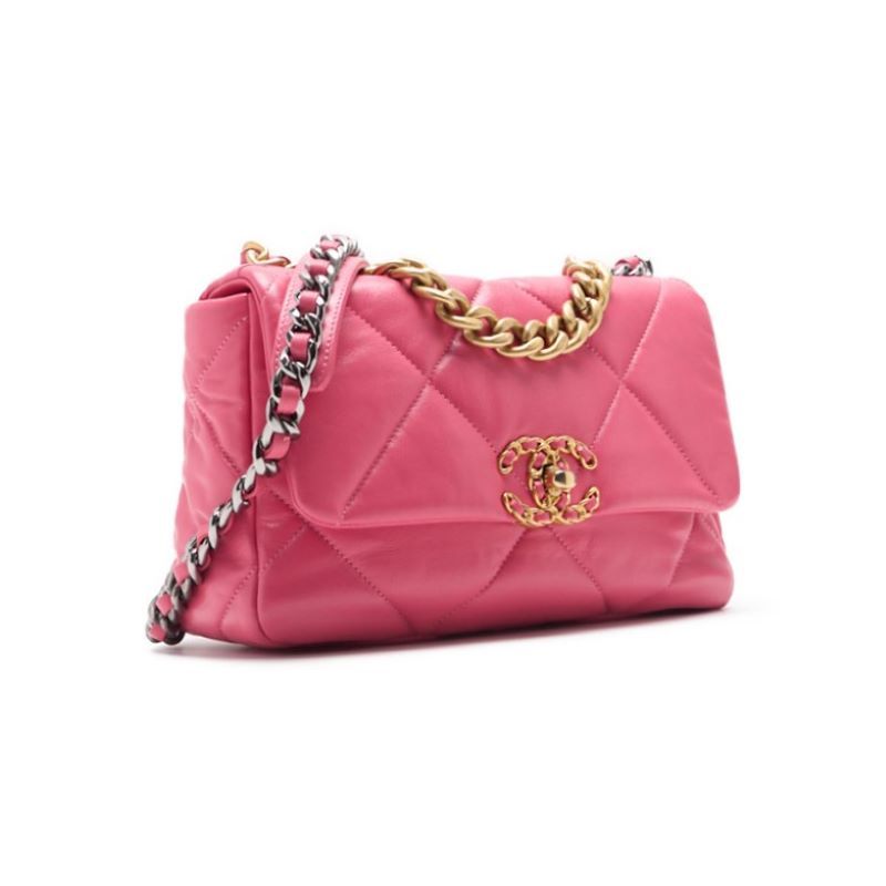 Chanel 19 Matelasse 2way Chain Shoulder Lambskin Pink With Gold And Silver