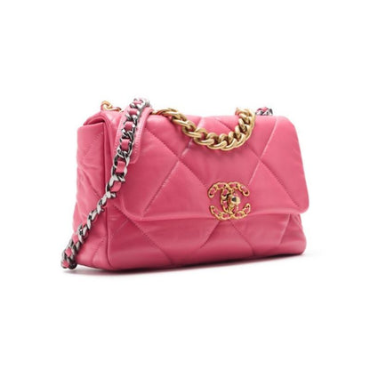 Chanel 19 Matelasse 2way Chain Shoulder Lambskin Pink With Gold And Silver