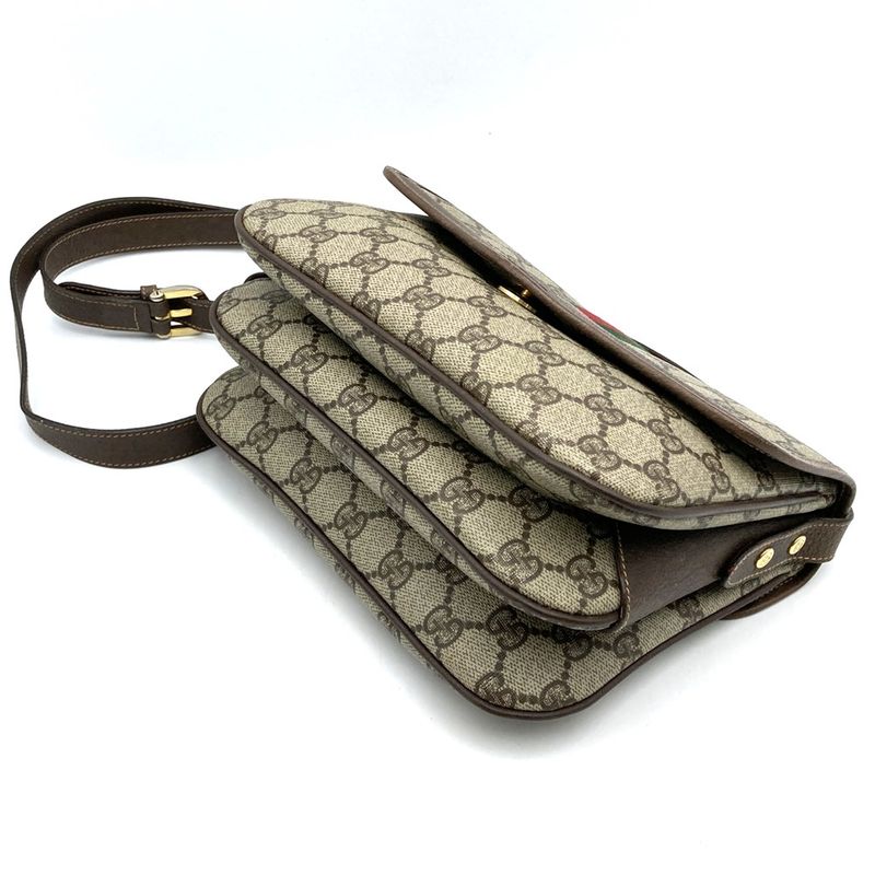 Gucci 001 116 6862 Old Gucci Shoulder Bag GG Supreme Sherry Vintage Brown Beige