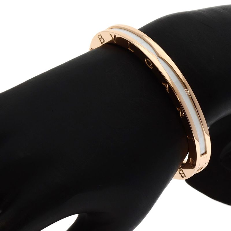 Bvlgari Bulgari B-zero1 Bee Zero One M White Ceramic Bracelet 18K Pink Gold