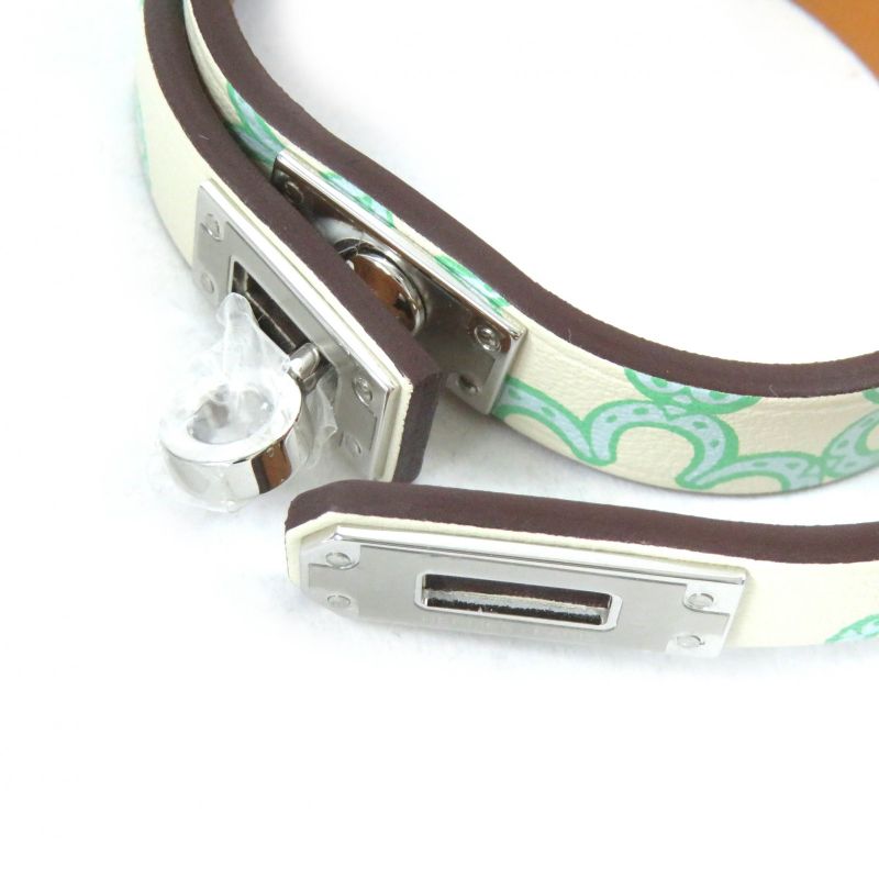 Hermes Mini Kelly Dubreuil Lucky Daisy Bangle Bracelet Vorsoft Green Ivory