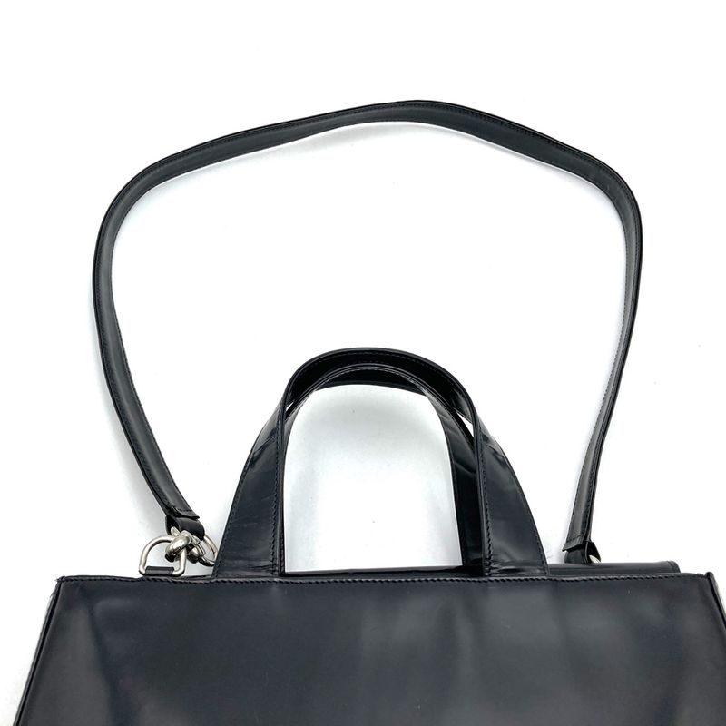 Gucci Old Gucci 000 1013 Interlocking G Shoulder Bag Handbag Black Patent