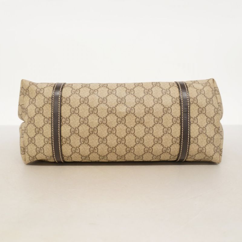Gucci Tote Bag GG Supreme 197953 PVC Brown Gold Hardware Women's
