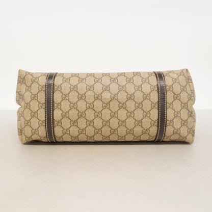 Gucci Tote Bag GG Supreme 197953 PVC Brown Gold Hardware Women's