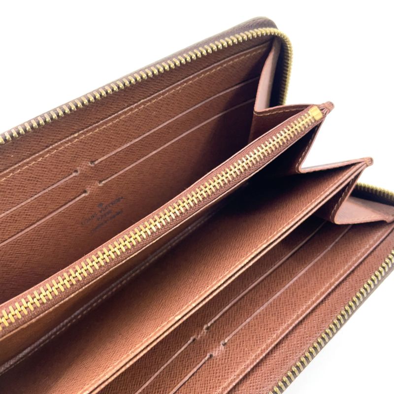 Louis Vuitton Zippy Wallet Monogram PVC Brown Round Zipper Long Wallet Gold