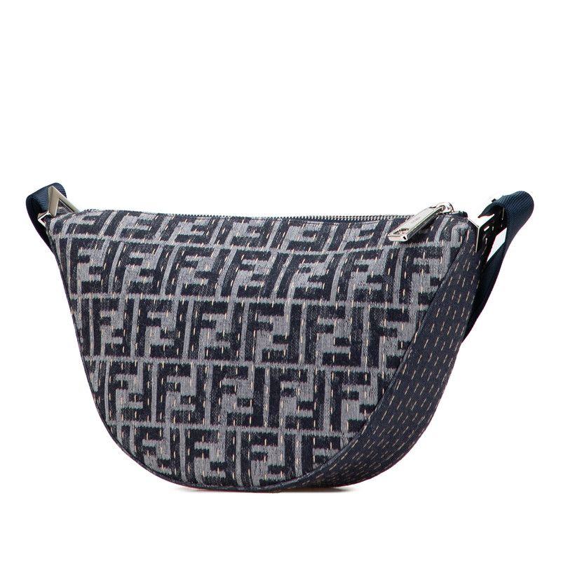 Fendi Zucca Melon Small Crossbody Bag Shoulder Bag 7va635 Grey Navy Canvas