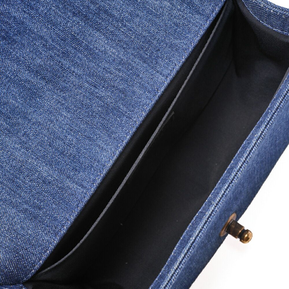 Chanel Boy Chanel Patchwork Chain Shoulder Denim Blue With Gold Hardware