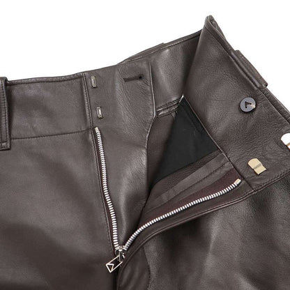 Bottega Veneta 21aw High Waist Lamb Leather Pants 669371 V17b0 Brown 38