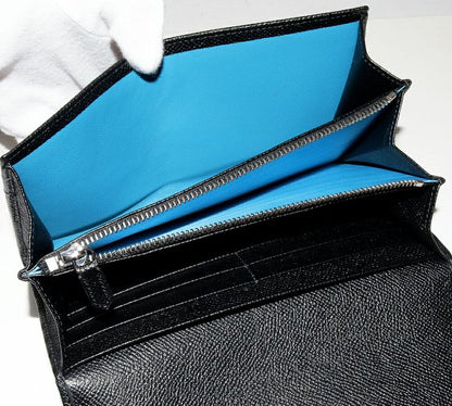 Bulgari Zipper Long Wallet With Coin Purse Bulgari Large Wallet Calf Black 30414