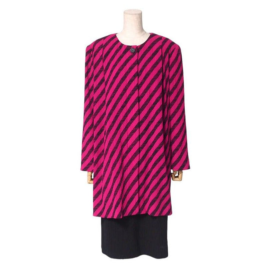 Christian DIOR Vintage Skirt Suit Size 13 Striped Collarless Jacket Tight