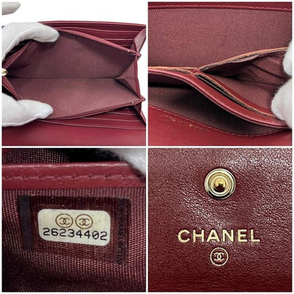 Chanel Bifold Long Wallet Bordeaux Burgundy Coco Mark A50070