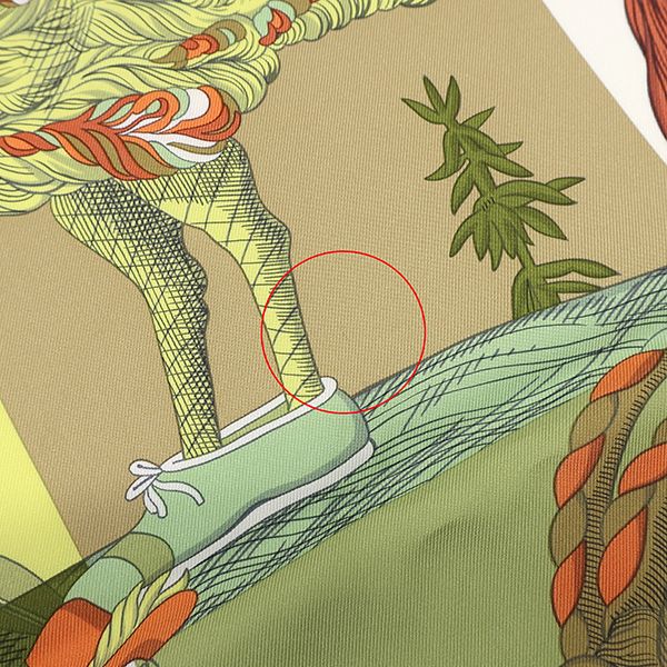 Hermes Scarf Carre 90 Carre Silk Green Yellow and Orange [della Cavalleria