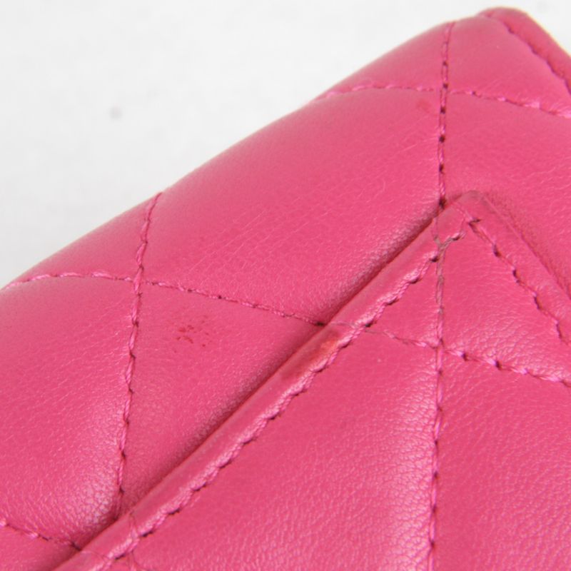 Chanel Timeless Classic Card/boxed Bifold Wallet Pink Leather