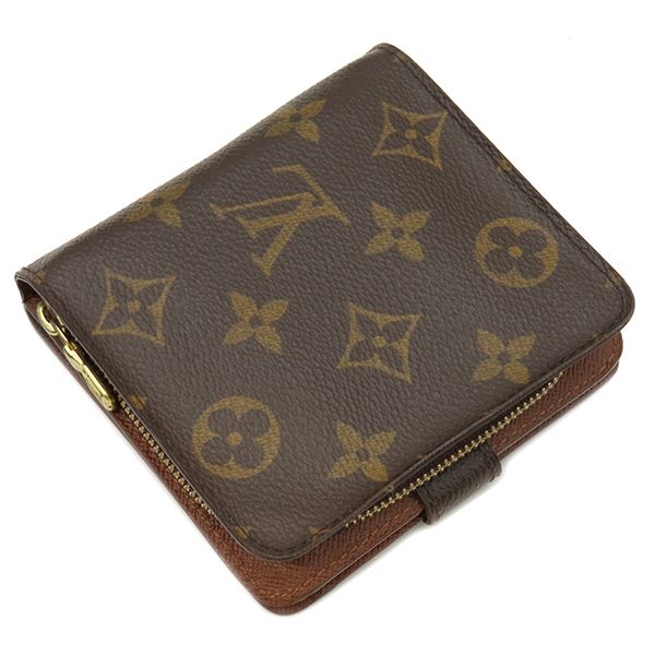 Louis Vuitton Bifold Wallet Compact Zip Monogram Canvas Monogram Gold Hardware