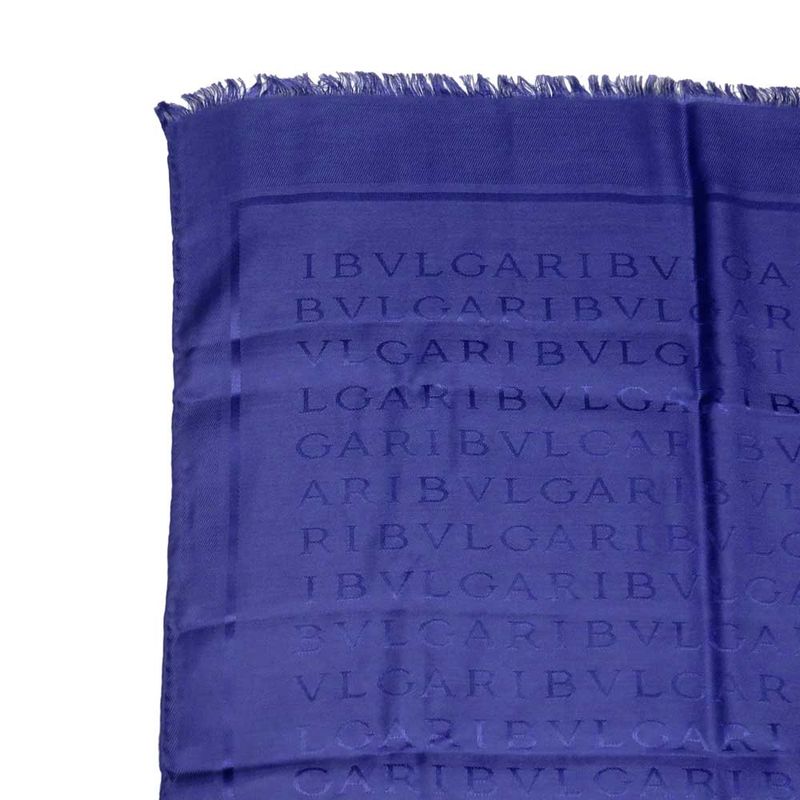 Bvlgari Scarf Logo Blue Silk Wool Accessories Others