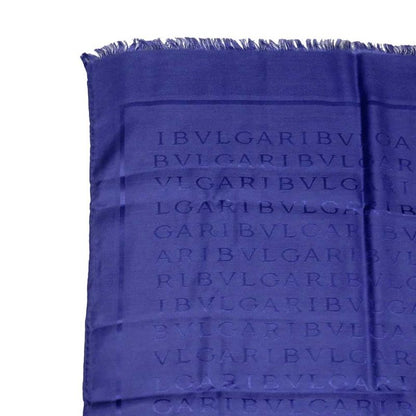 Bvlgari Scarf Logo Blue Silk Wool Accessories Others