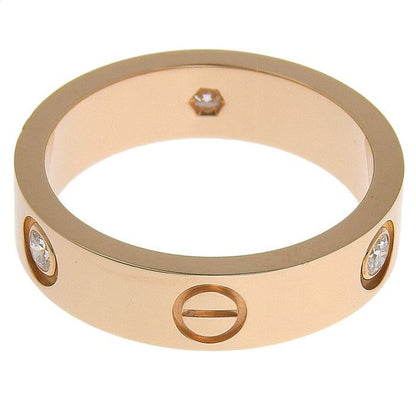 Cartier Love Ring 3P Diamond Classic Model 18K Pink Gold 750 Pink Gold Diamond