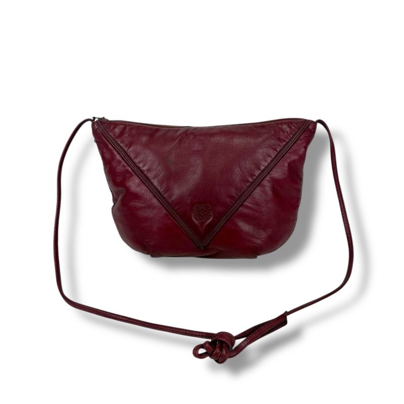 Loewe Mini Shoulder Bag Pochette Anagram Logo Red Bordeaux Nappaleather