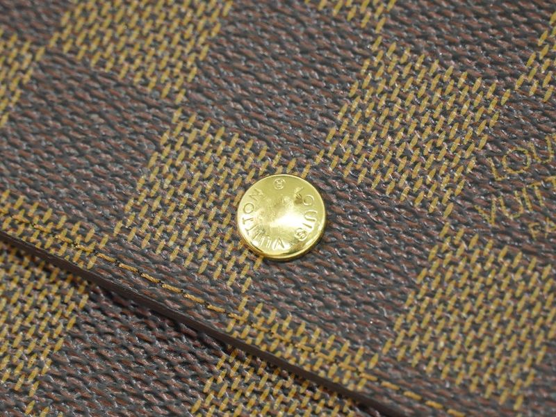 Authentic Louis Vuitton LV Portefeuille Elise Damier Ebène Fold Wallet Brown