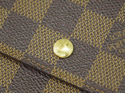 Authentic Louis Vuitton LV Portefeuille Elise Damier Ebène Fold Wallet Brown