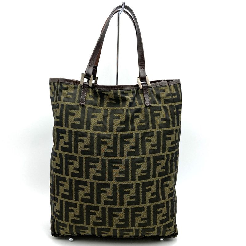 Fendi 83164560012 Tote Bag Zucca Pattern Nylon Canvas Brown Vintage Women Men