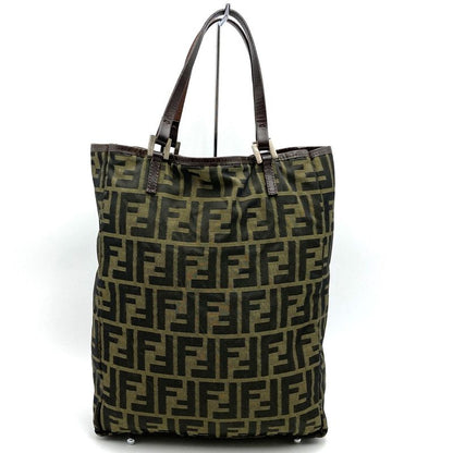 Fendi 83164560012 Tote Bag Zucca Pattern Nylon Canvas Brown Vintage Women Men
