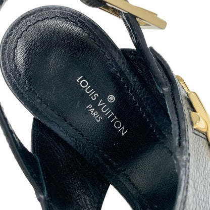 Louis Vuitton Horizon Line Sandals Shoes Leather Black Gold Lvhardware Strap