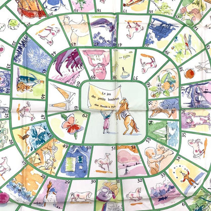 Hermes Carre 90 Le Jeu Des Petits Bonheurs Small Happy Game Scarf 100% Silk