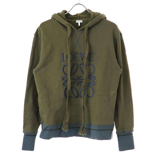 Loewe Anagram Embroidered Ribbed Knit Sweatshirt Hoodie S359341xaq Khaki S