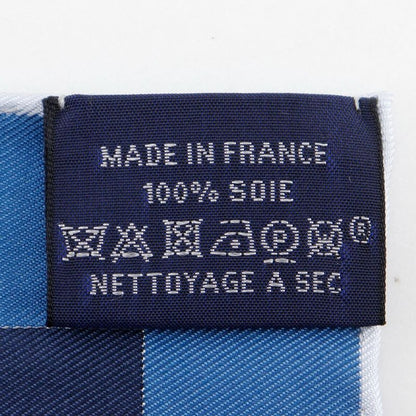 Hermes Pochette A Voût Etrier Silk Navy Blue Unisex Scarf