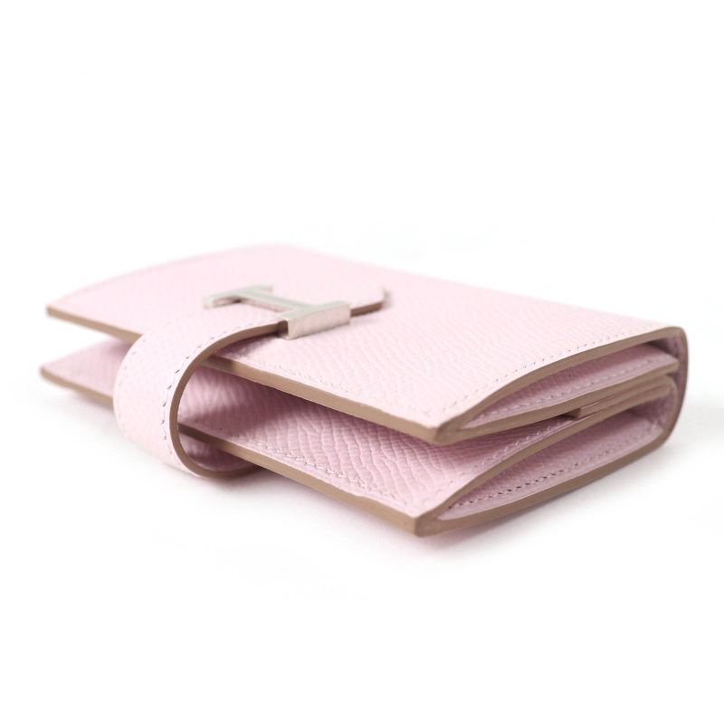 Hermes Bearn Mini Mauve Père Silver Hardware Vaux Epson Compact Wallet Bifold